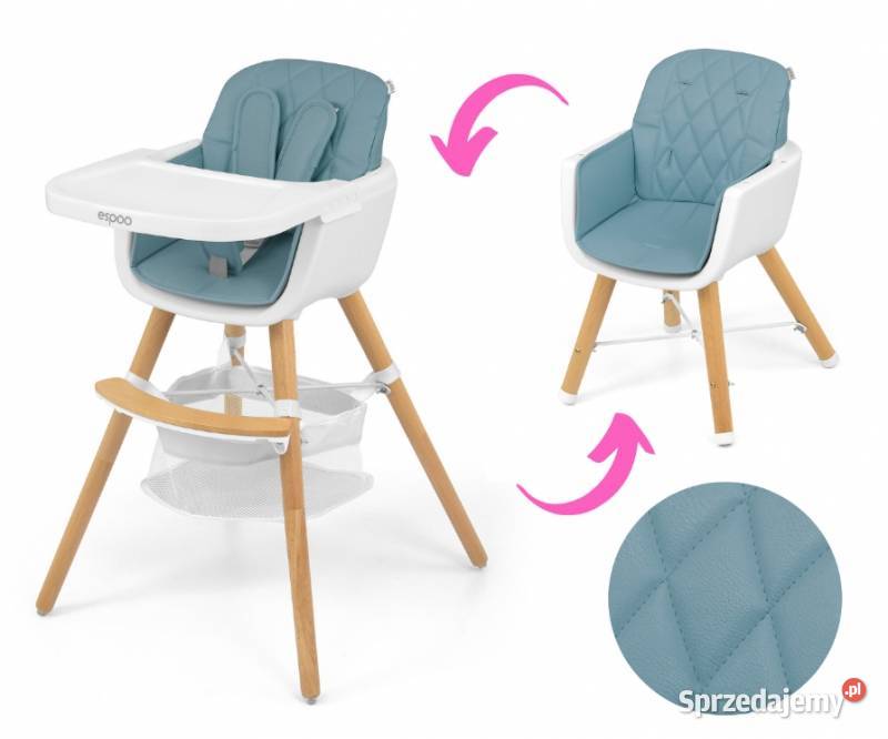 KRZESEŁKO DO KARMIENIA 2W1 ESPOO NIEBIESKIE Dla Dziecka