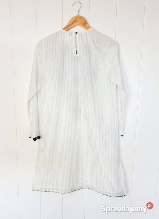 Nowa tunika indyjska S 36 biała bawełna w paski Szczecin