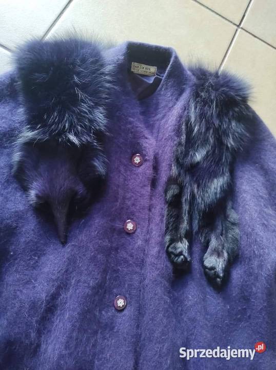 Sweter cardigan 80 wełna angora z naturalnym