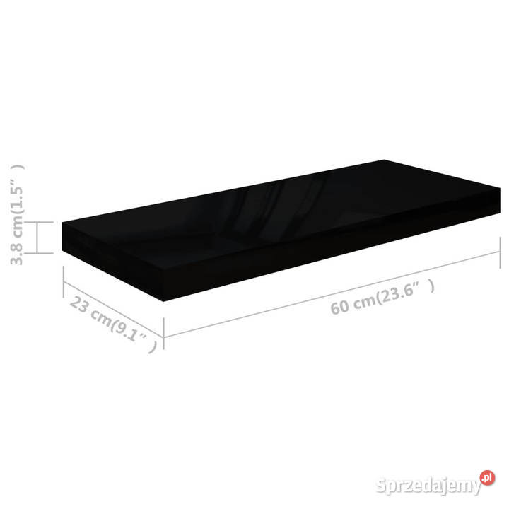 Półki ścienne 2 wysoki połysk czarne 60x235x38 Półki Warszawa