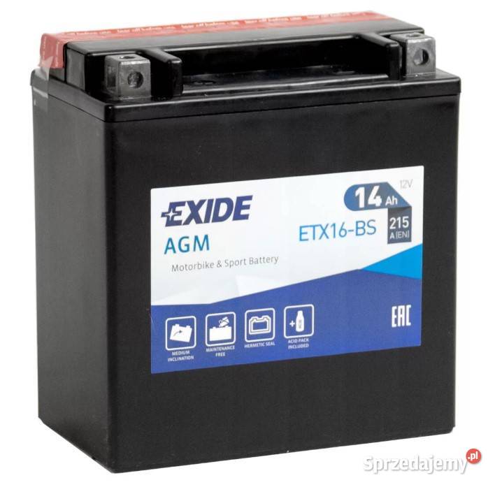 Akumulator motocyklowy EXIDE ETX16BS YTX16BS 12V Wałbrzych