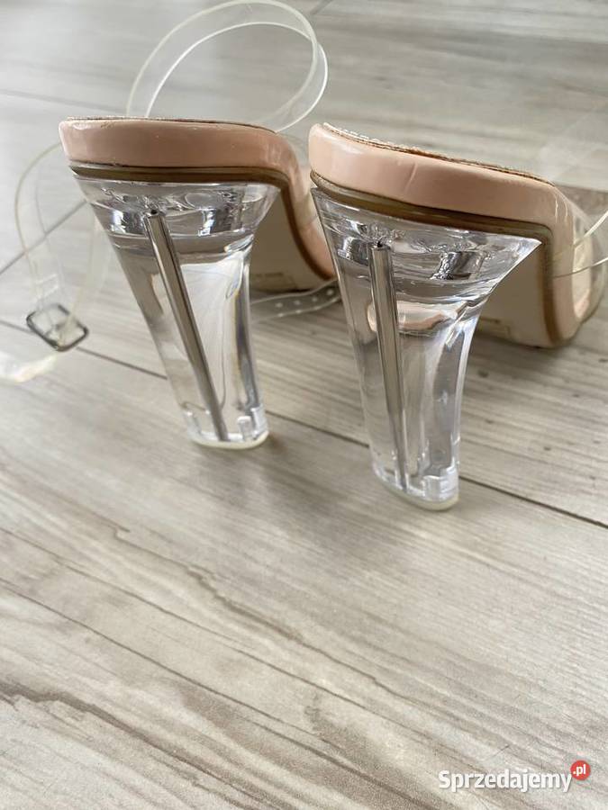 Przezroczyste nude sandały na obcasie Gdynia sprzedam