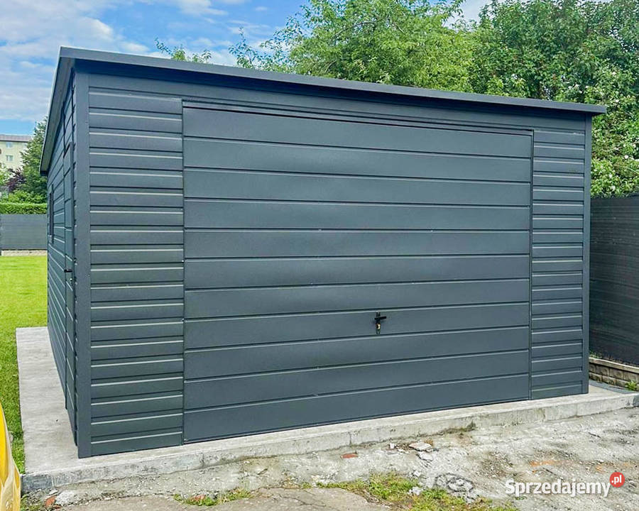Garaż Blaszany 45x6m Brama Uchylna Drzwi Okno