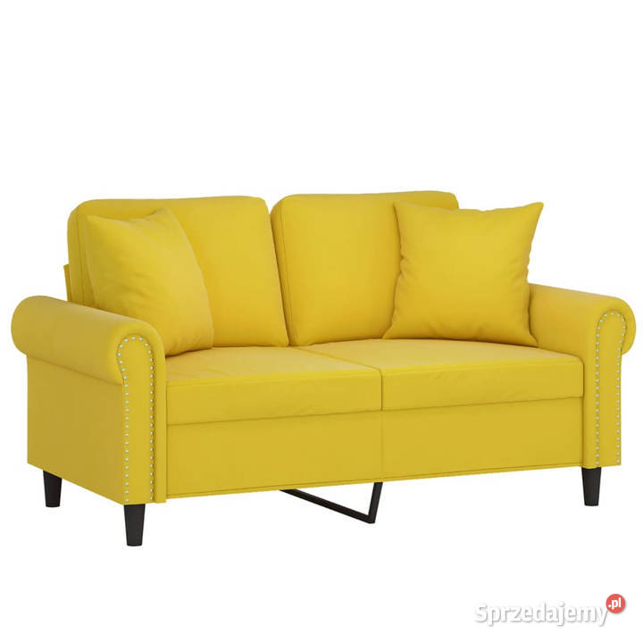 2osobowa sofa z poduszkami żółta 120 aksamit Warszawa