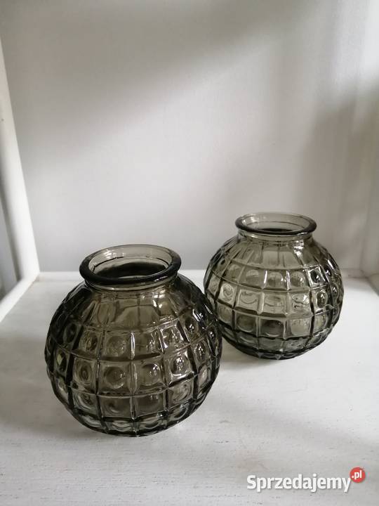 Świeczniki szklane okrągłe małe wazoniki Świeczniki Leszno