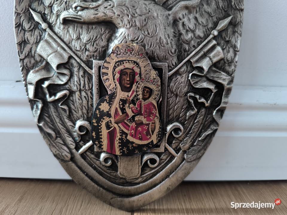 Piękny Ryngraf z orłem polskim i Matką boską Łódź