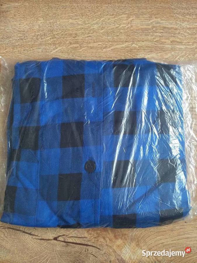 Niebieska koszula flanelowa w kratę Rozmiar L Moda i Styl dolnośląskie Wrocław