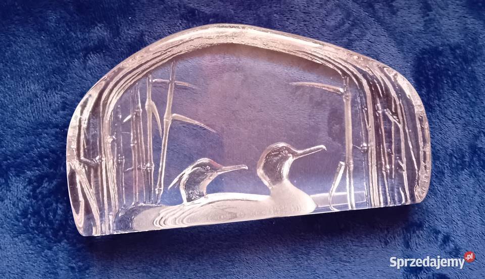 Kryształowy przycisk do papieru Para perkozów Koźminek