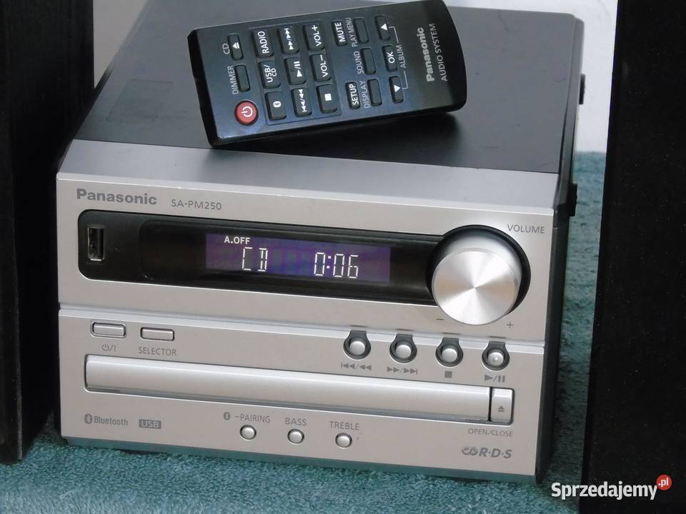 Wieża Panasonic SAPM250 pilot USB mp3 BT CD kol Jasło