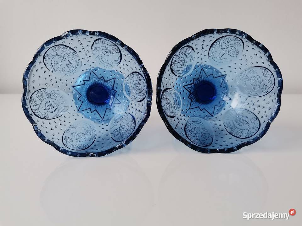 Stary niebieski pucharek Medaliony 2 sztuki HSG Katowice