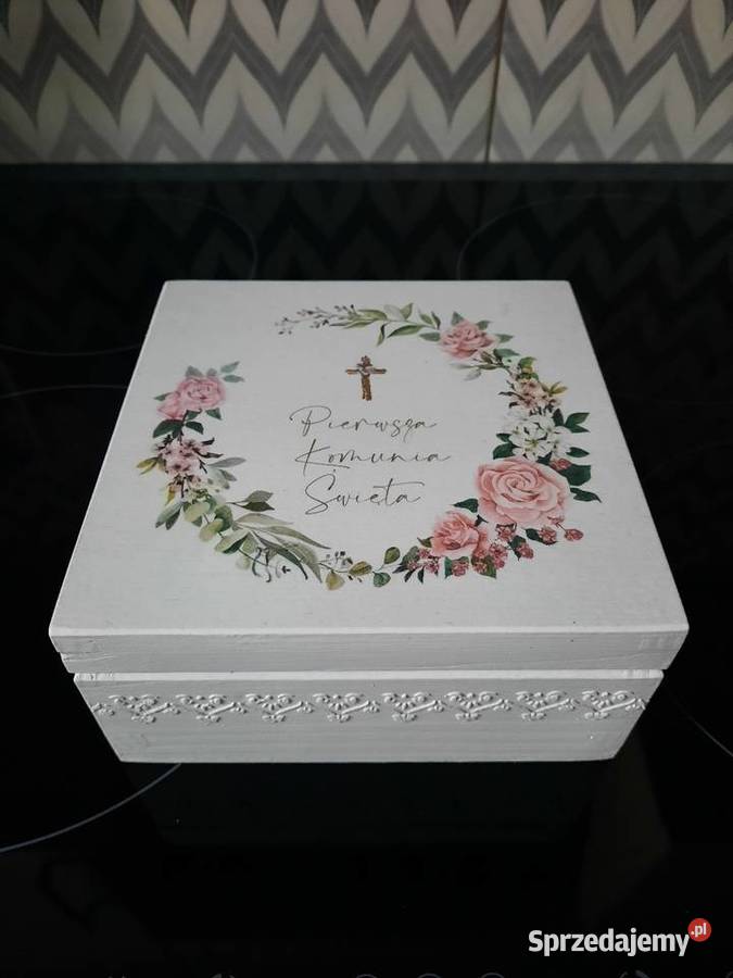 Szkatułka komunijna róże rustykalne z życzeniami Kędzierzyn-Koźle