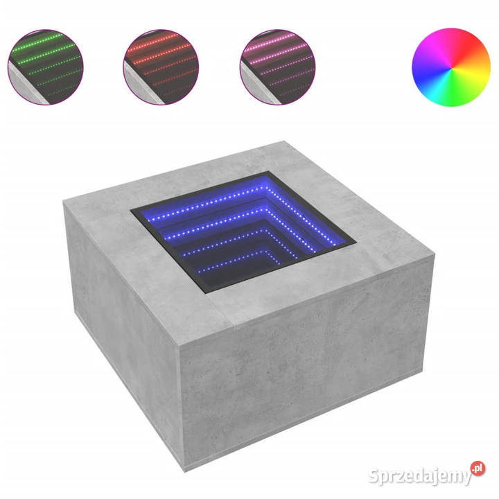 Stolik kawowy z LED szarość betonu 60x60x40 Warszawa