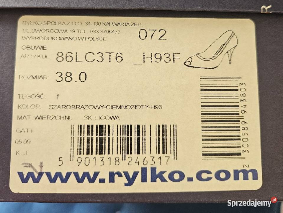 Szpilki RYŁKO 86LC3T6 koloru szarobrązowego r38 skóra mazowieckie