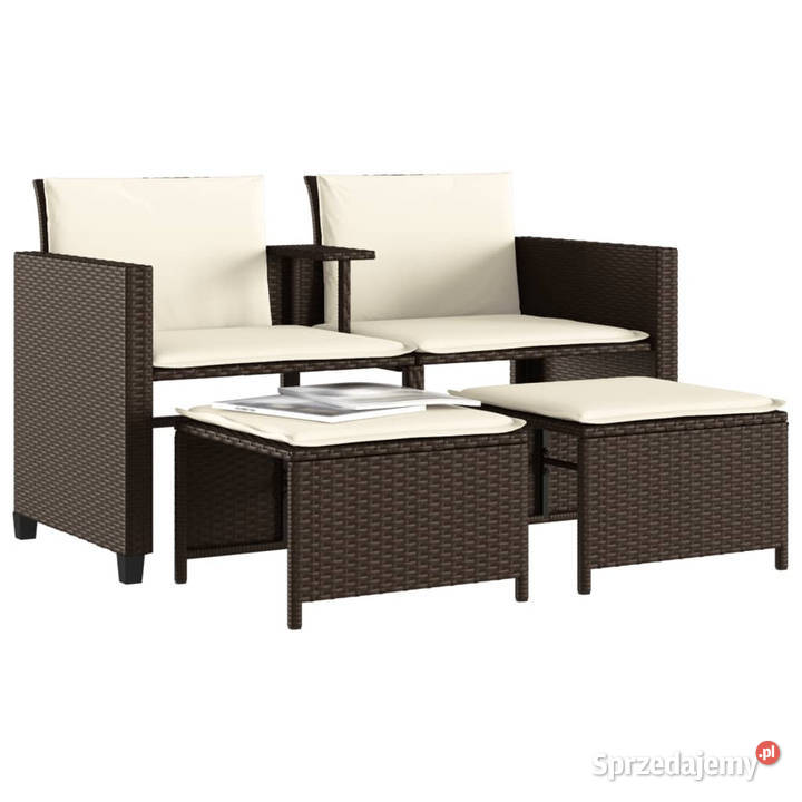 2os sofa ogrodowa ze stolikiem i stołkami brąz sprzedam