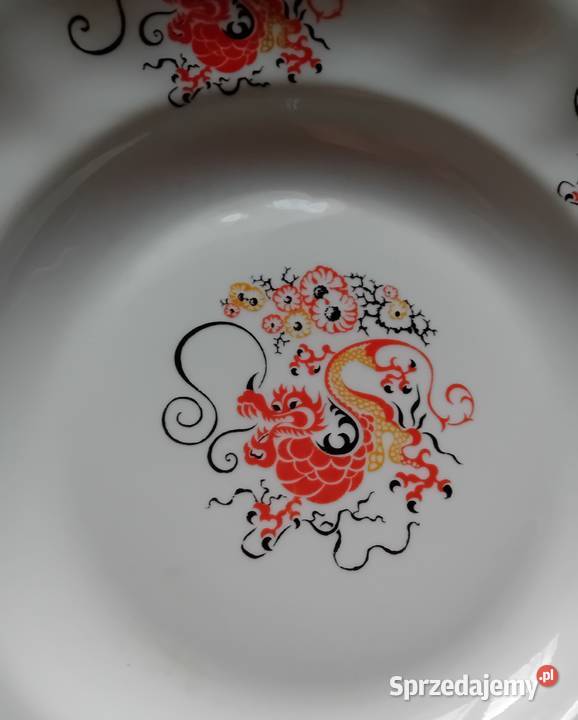 Duży głęboki talerz patera ze smokiem Karolina Koźminek