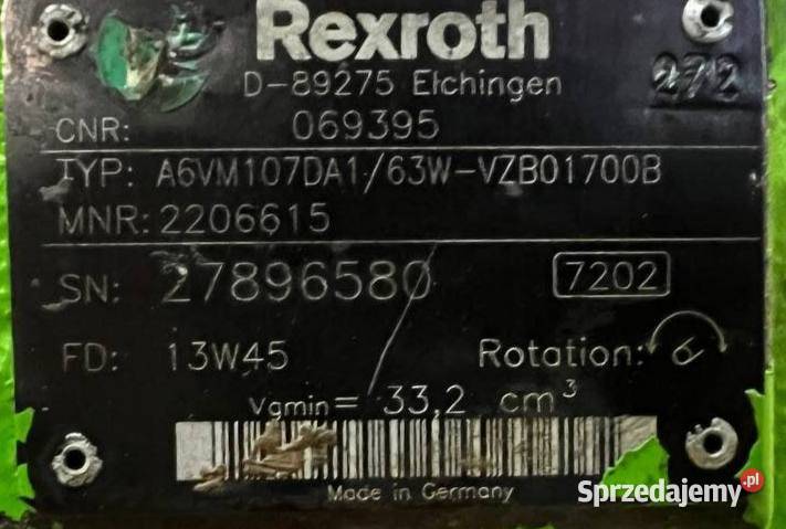 Rexroth A6VM107DA1 63W VZB01700B R902206615 wielkopolskie Poznań
