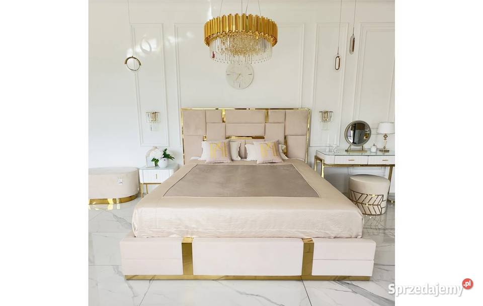 Łóżko Designerskie 180x200 Beżowe Emporio Styl Warszawa