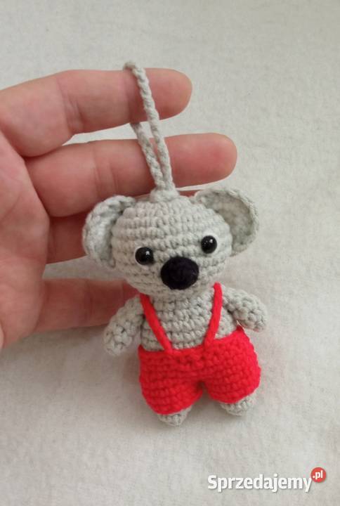 Miś koala wykonany na szydełku brelok zawieszka Łask sprzedam