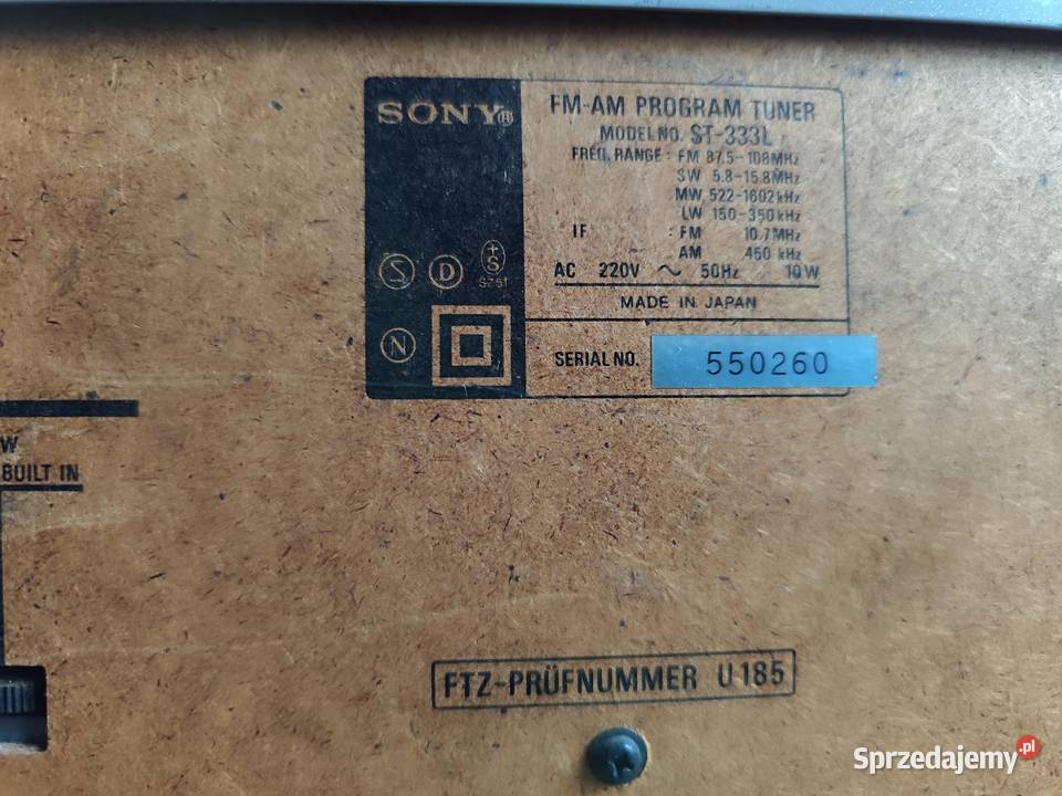 analogowy tuner z 1979 r Sony ST333L Pozostałe Stargard