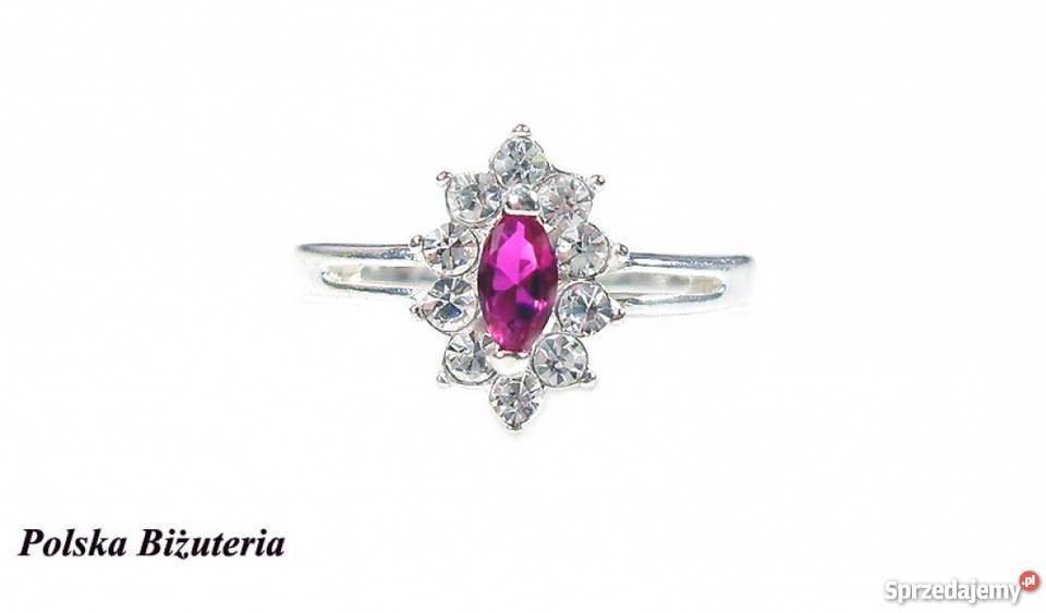 PRZEPIĘKNY SREBRNY KOMPLET Z RUBINAMI NA PREZENT