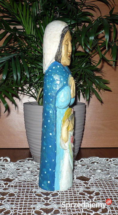Rzezba ludowa Matka Boska z Jezusem Przasnysz