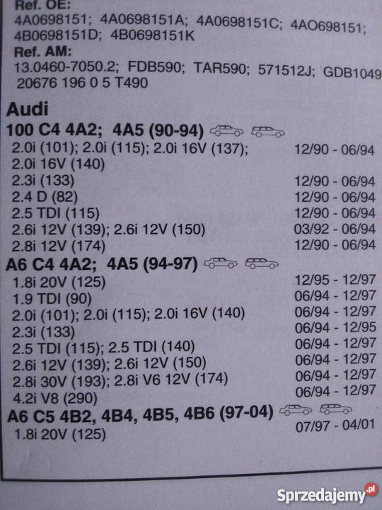 Klocki hamulcowe AUDI VW osobowe Układ hamulcowy