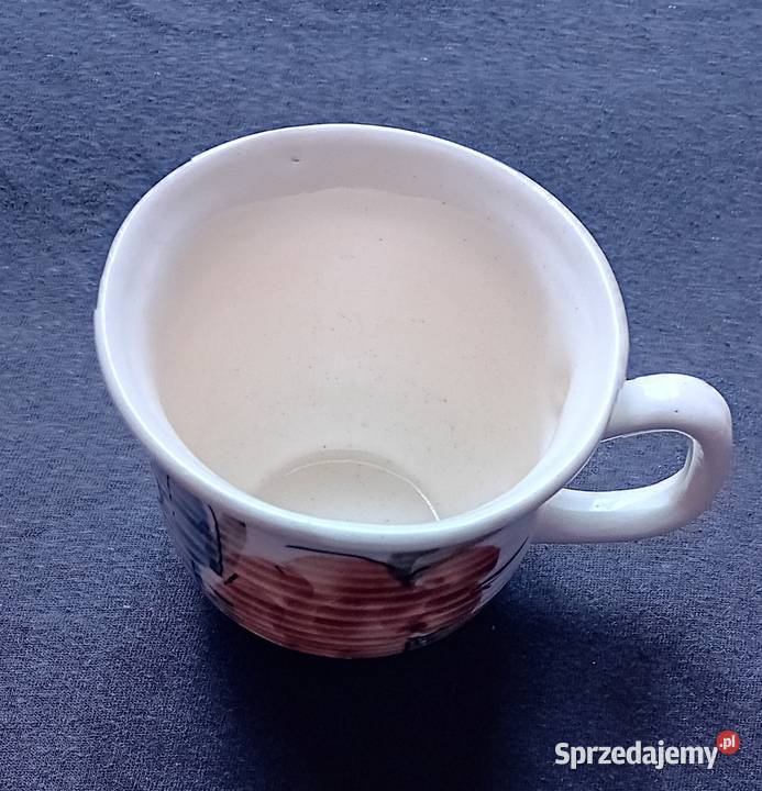 Stara filiżanka fajansowa ręcznie malowana Porcelana i szkło Koźminek