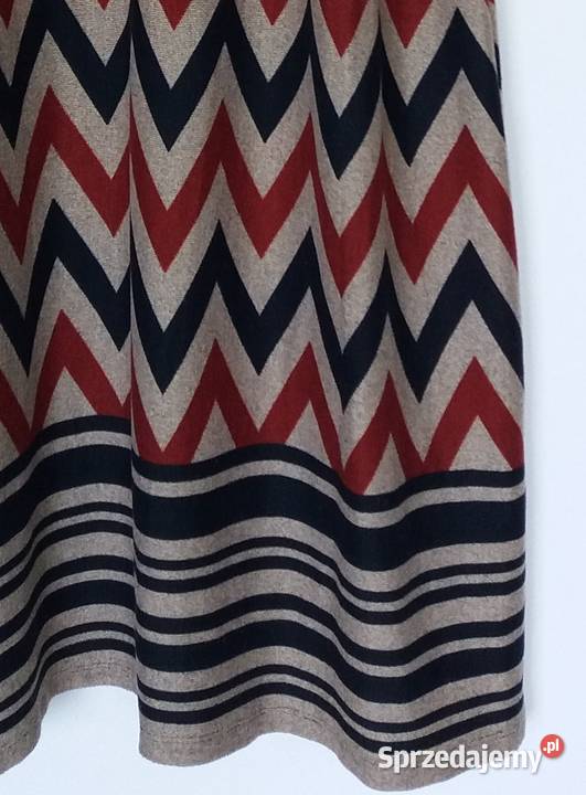 XL Trójkolorowa sukienka z delikatnej dzianiny kolorowy Gliwice