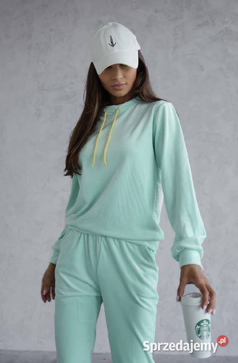 Damski welurowy dres pastelowy kolor mięta LXL Ostrzeszów