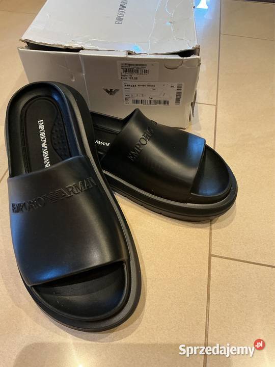 Klapki Męskie Czarne Emporio Armani 44 Nowe Nowa Sól