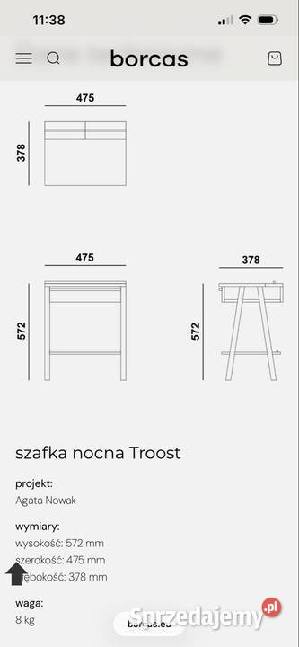Szafka nocna Borcas mazowieckie Warszawa sprzedam