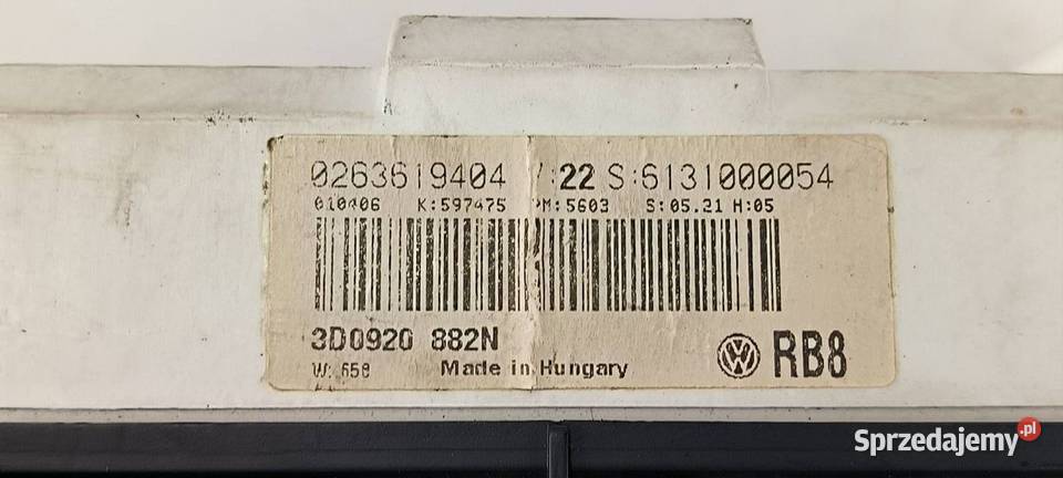 LICZNIK ZEGAR VOLKSWAGEN PHAETON 3D0920882N kujawsko-pomorskie Lipno