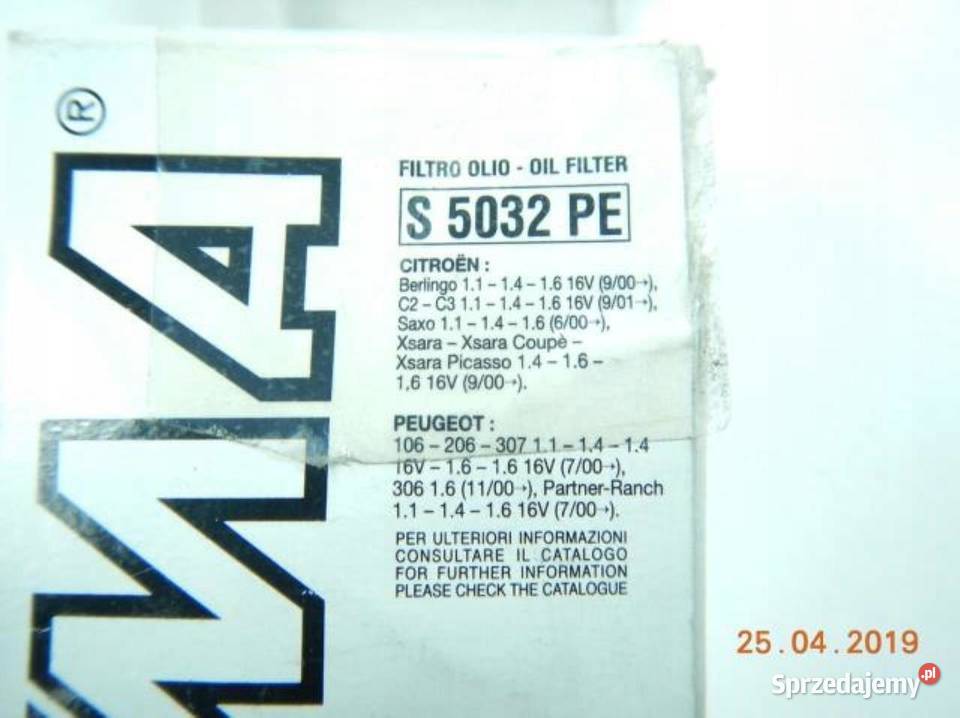 FILTR OLEJU PEUGEOT 106 206 306 307 11 14 16 S Oleju lubelskie sprzedam