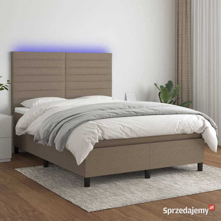 Łóżko kontynentalne z materacem taupe tkanina 128cm mazowieckie Warszawa