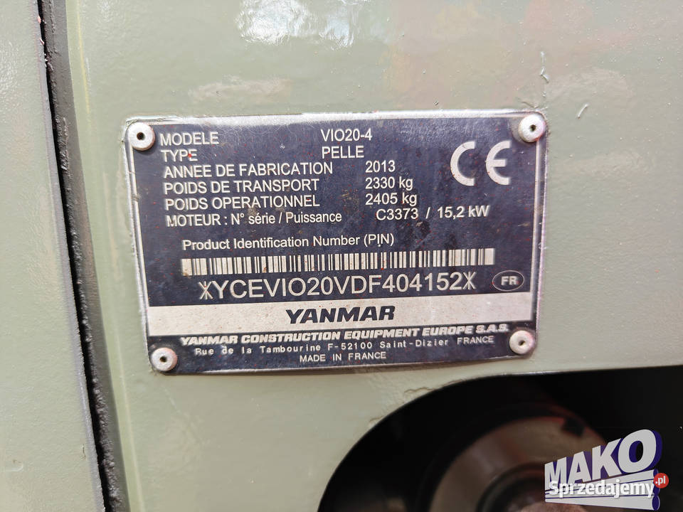 Minikoparka Yanmar ViO204 Morin M1 Lemiesz