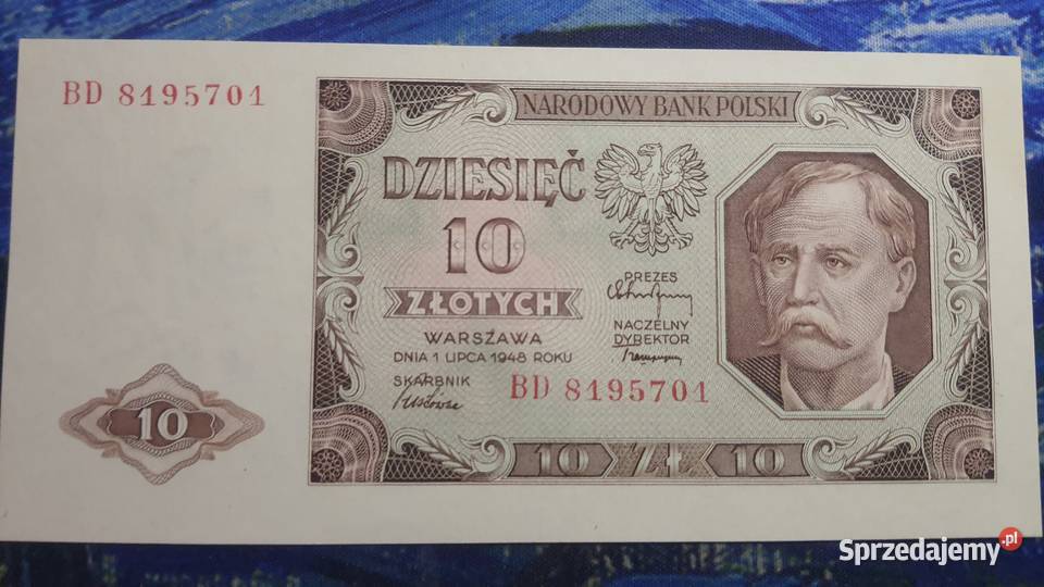 Rzadka seria 10 złotych 1948 s BD UNCUNC Warszawa