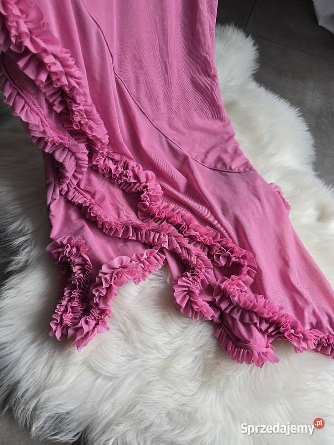 Sukienka koktajlowa asymetryczna maxi z śląskie Rybnik