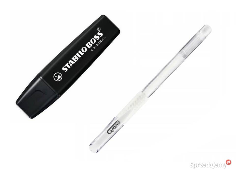 Zakreślacz czarny i biały długopis zestaw Artykuły szkolne małopolskie Kraków