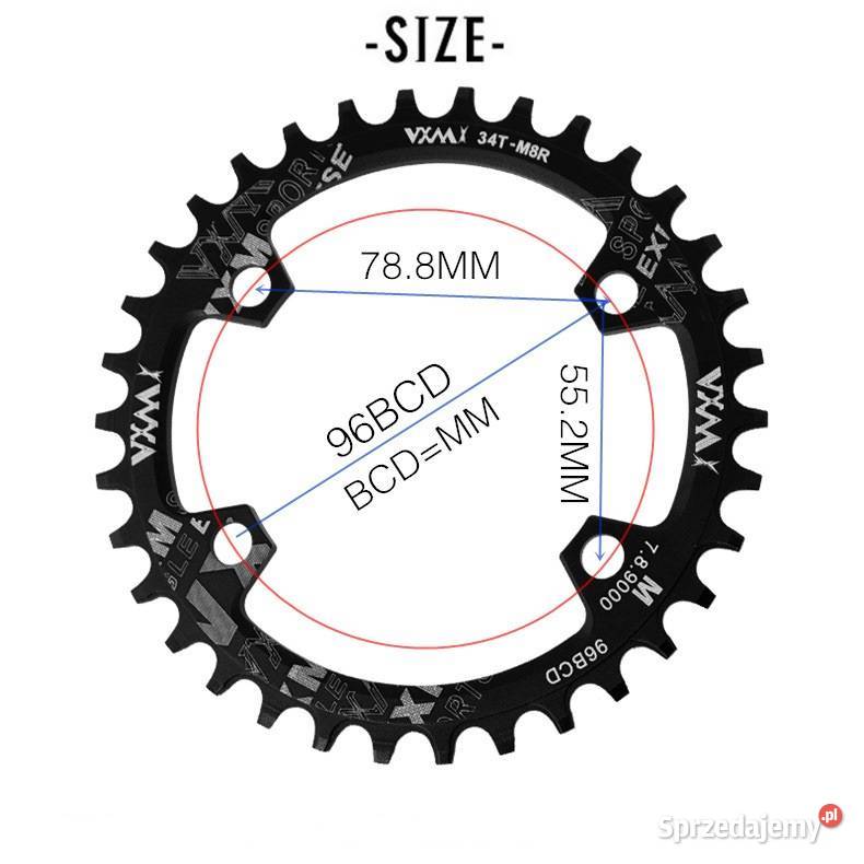 Zębatka okrągła rowerowa 38T Narrow Wide 96 BCD Części i akcesoria Cieszyn