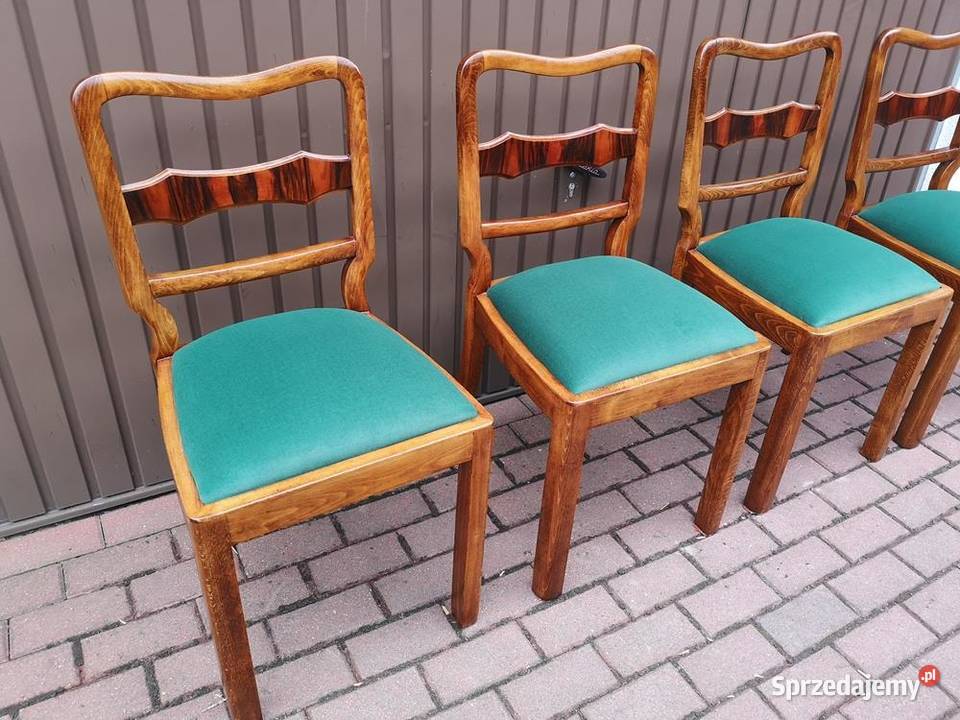 Krzesła ARTDECO Orzech Stare Antyk Komplet 4 Swarzędz