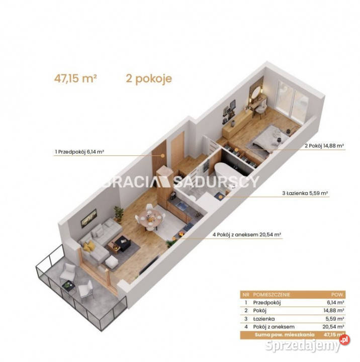 Mieszkanie 4715m2 2pokojowe Katowice Ceglana Sprzedaż