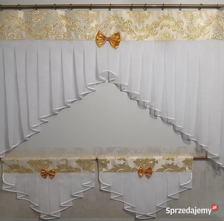 Firana z zazdroskami złoty wzór mazowieckie Mława
