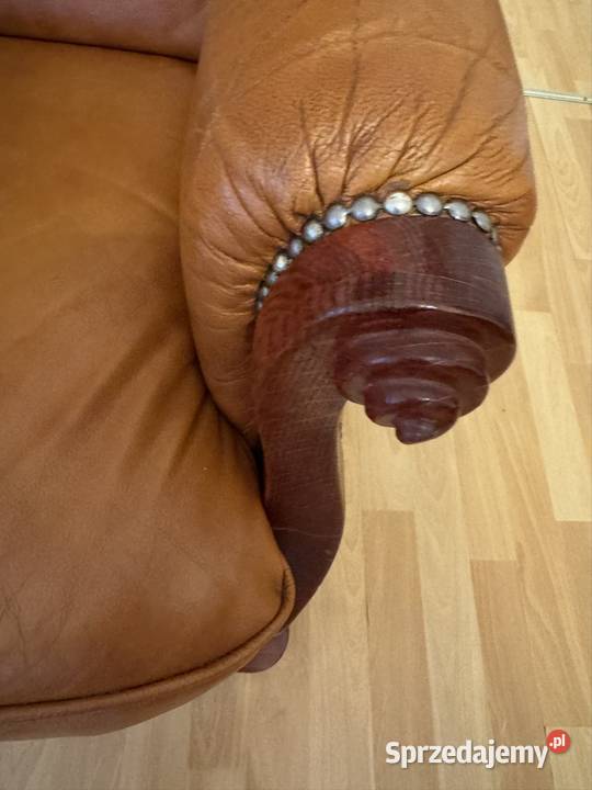 Komplet skórzany koniakowy antyk PRL lata 80 te Częstochowa sprzedam