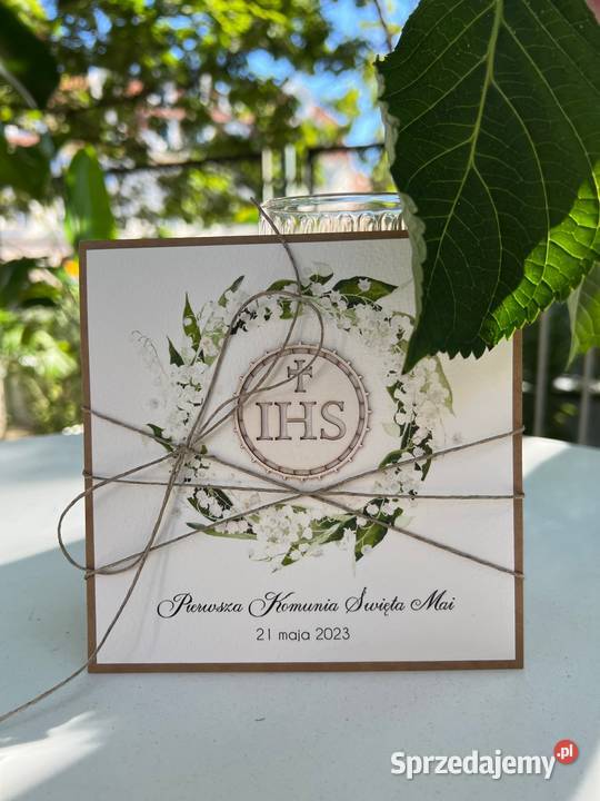Zaproszenia komunijne z personalizacją Rękodzieło