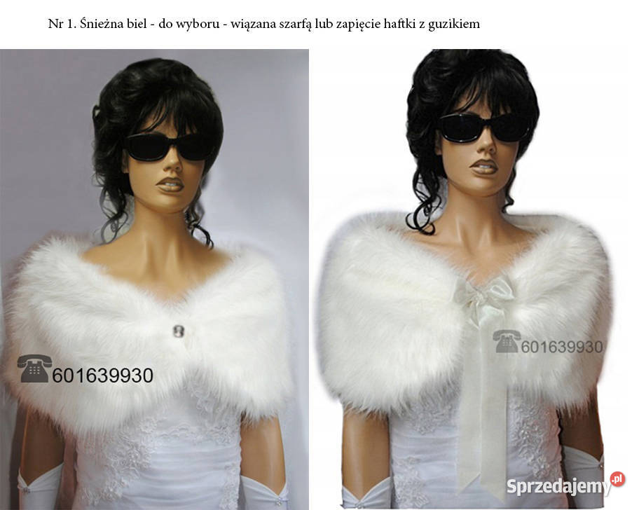 Piękna ETOLA FUTRZANA do ślubu bolerko BIAŁA małopolskie