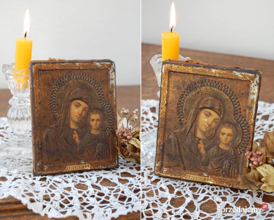 Matka Boża Kazańska stara ikona rosyjska antyk Obrazki i obrazy lubelskie Lublin