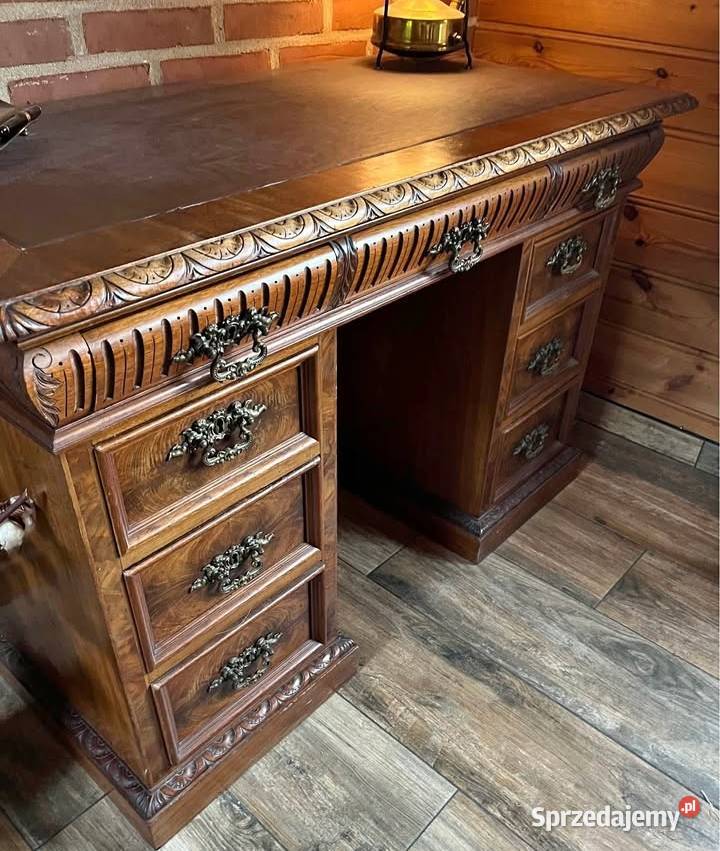 Antyczne Biurko Eleganckie Antyk Drewno Kraków