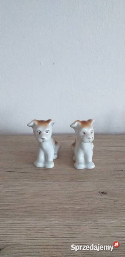 Porcelanowe pieski sygnowane Płonne Przedbórz