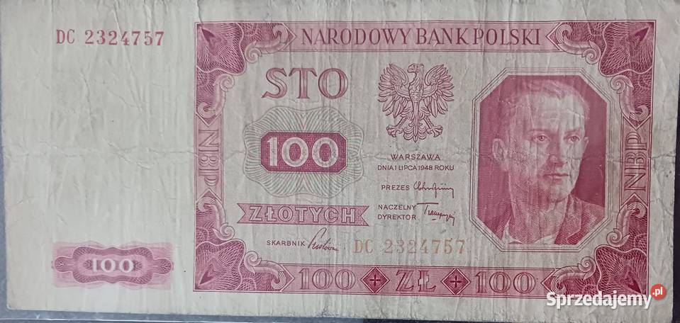 100 złotych Robotnik 1VII1948 r seria DC Konin