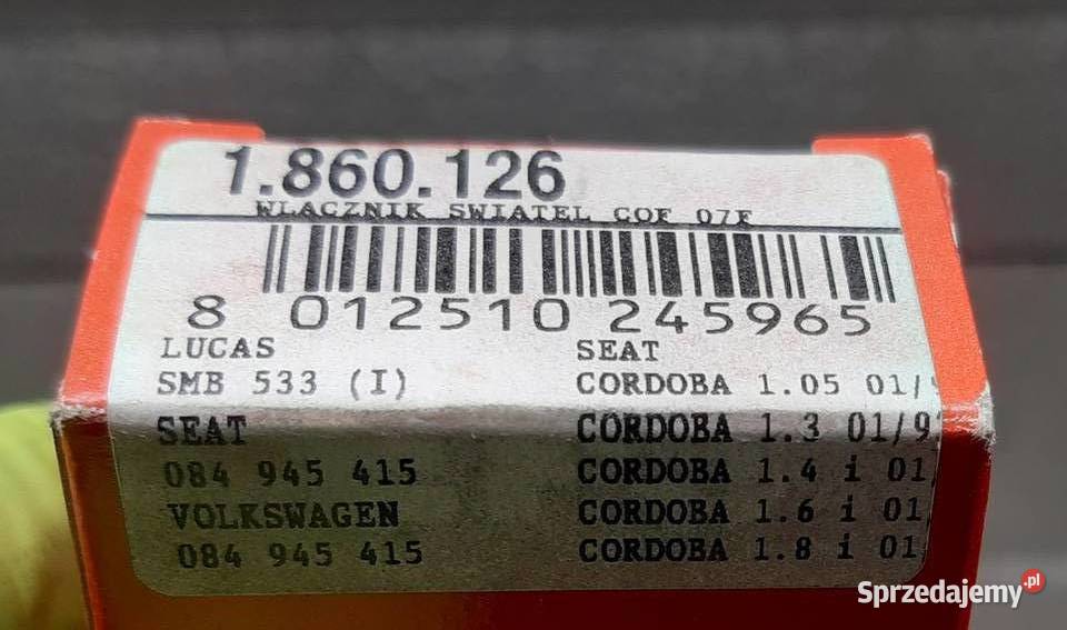 PRZEŁĄCZNIK ŚWIATŁA COFANIA VW SEAT 1860126 dolnośląskie Mielęcin